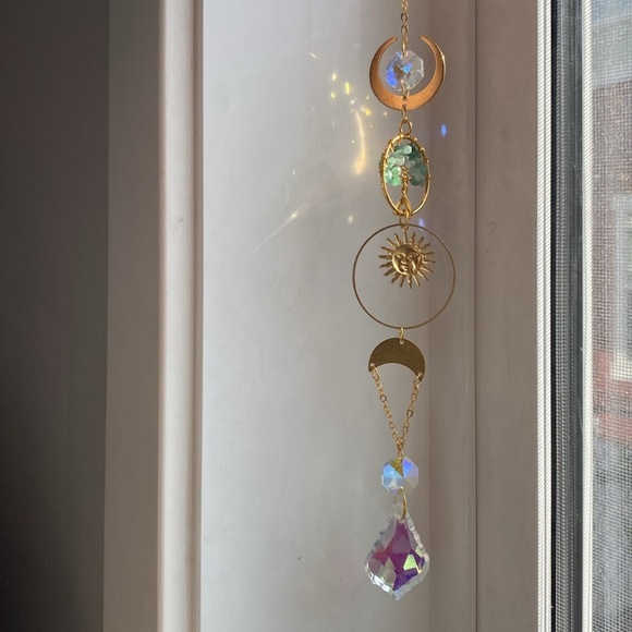 🟣2 for $25🟣 green aventurine tree suncatcher on gold toned metal. - Picture 7 of 8